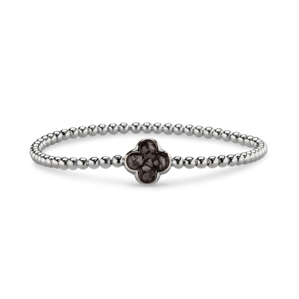 Clover Gem Flexible Bracelet in Black - Silver memorial jewellery