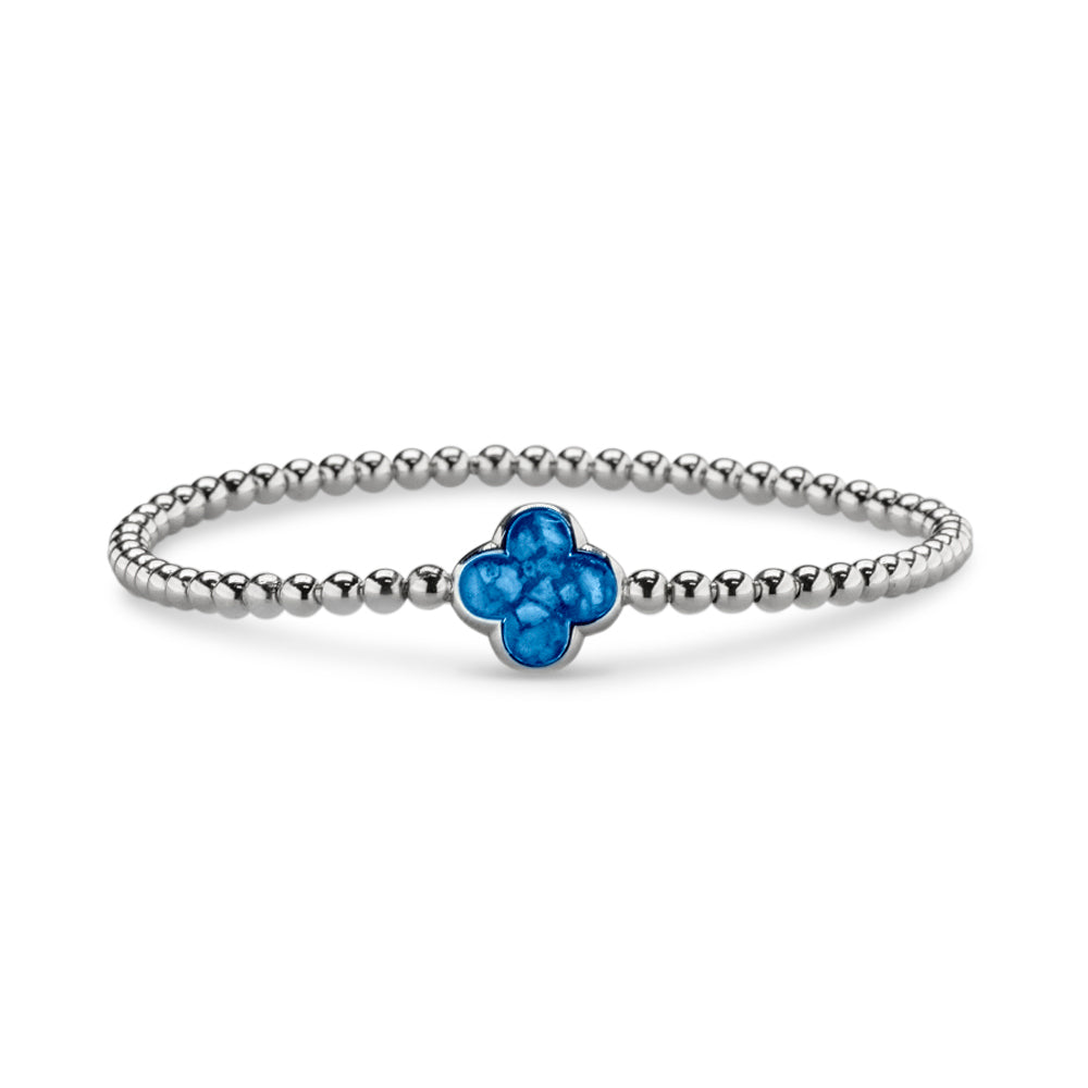 Clover Gem Flexible Bracelet in Blue - Silver memorial jewellery