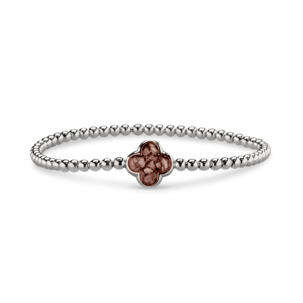 Clover Gem Flexible Bracelet in Brown - Silver memorial jewellery