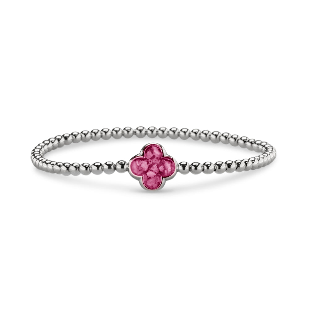 Clover Gem Flexible Bracelet in Pink - Silver memorial jewellery