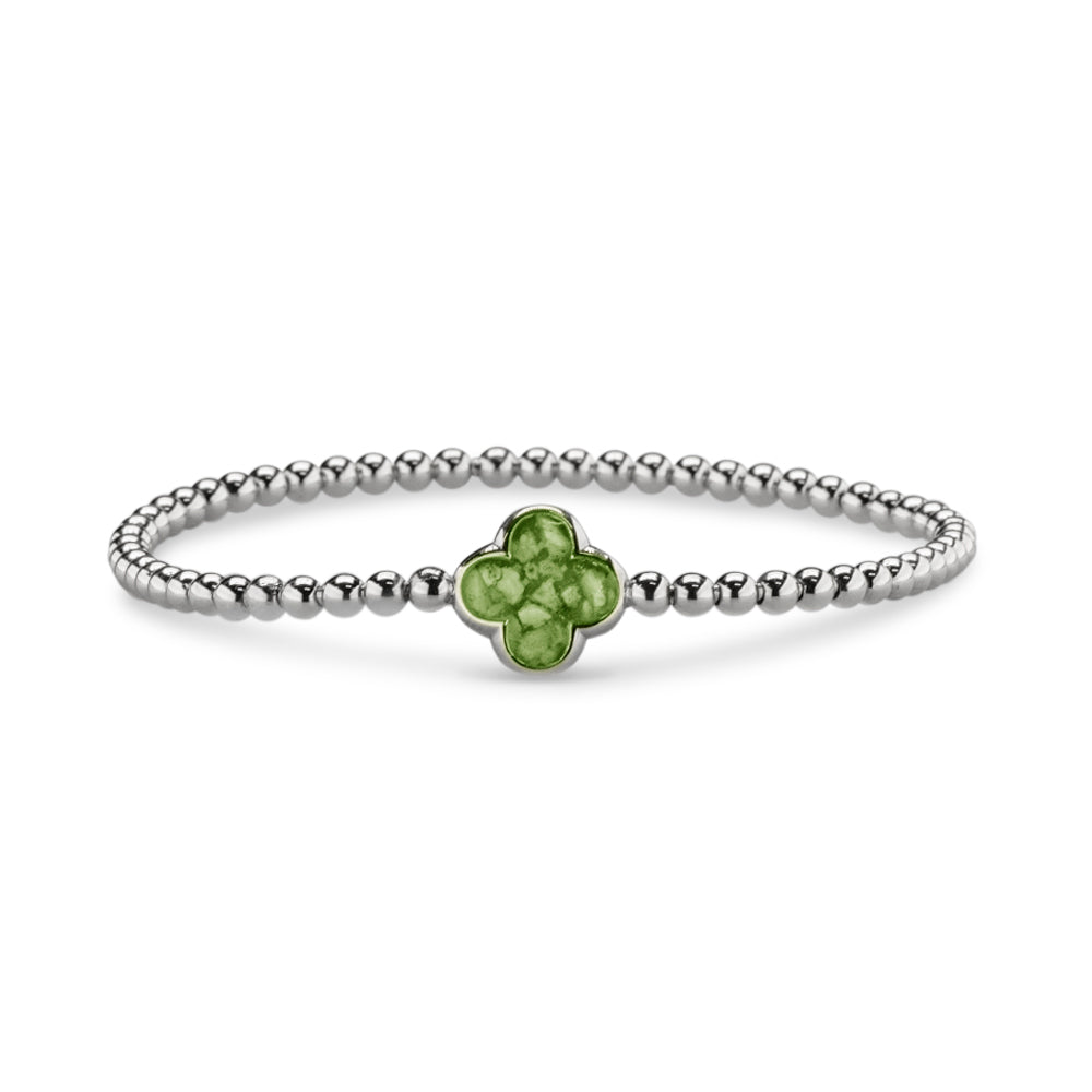 Clover Gem Flexible Bracelet in Green - Silver memorial jewellery