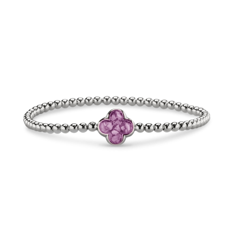 Clover Gem Flexible Bracelet in Purple - Silver memorial jewellery