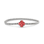Clover Gem Flexible Bracelet in Red - Silver memorial jewellery
