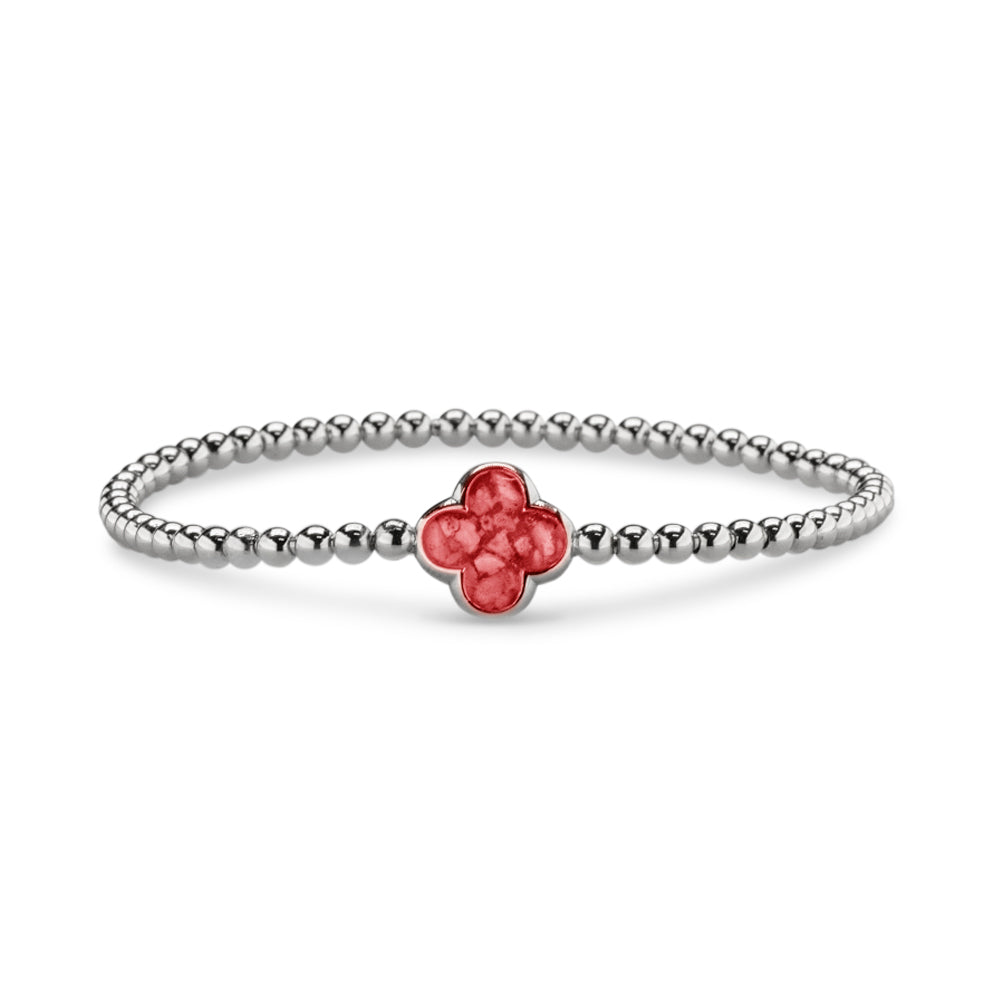 Clover Gem Flexible Bracelet in Red - Silver memorial jewellery