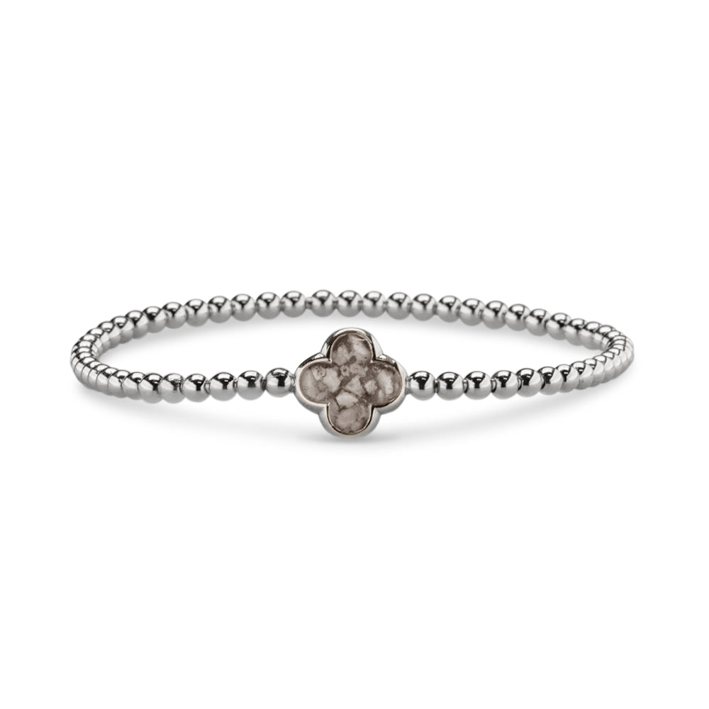 Clover Gem Flexible Bracelet in Silver - Silver memorial jewellery