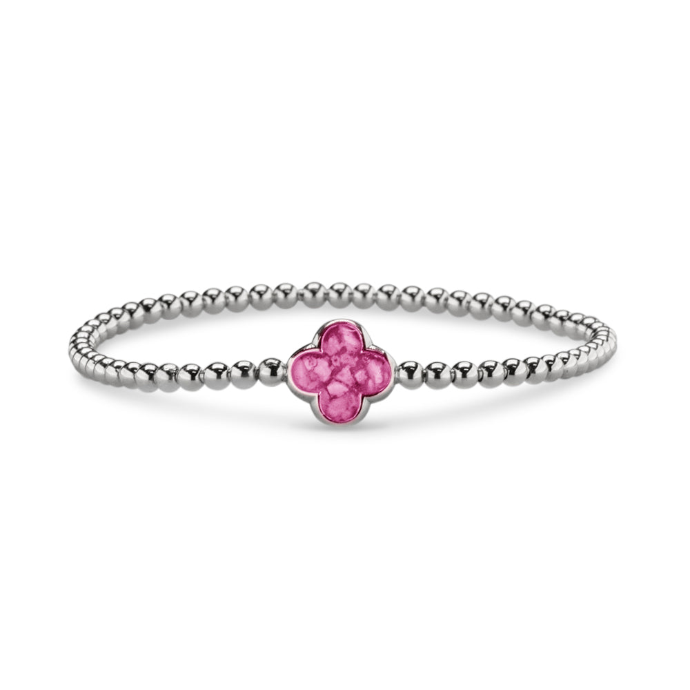 Clover Gem Flexible Bracelet in Pink - Silver memorial jewellery