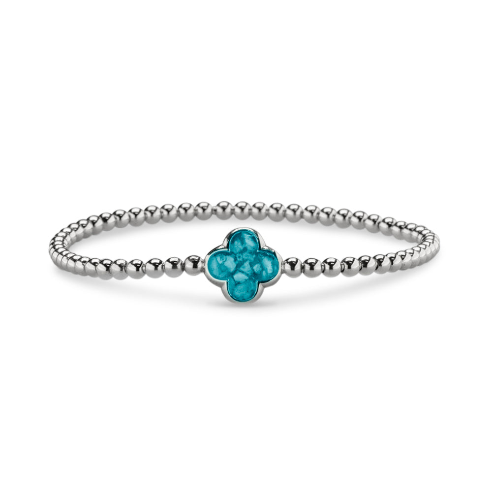 Clover Gem Flexible Bracelet in Turquoise - Silver memorial jewellery