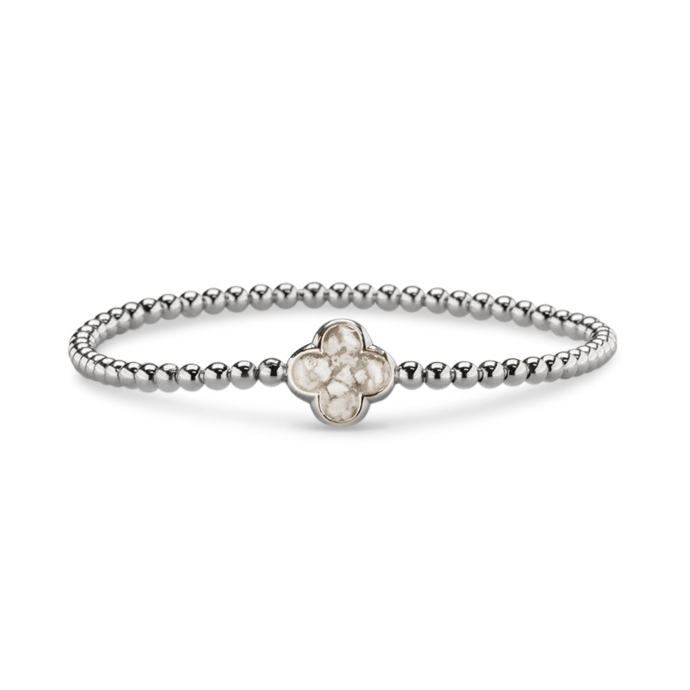 Clover Gem Flexible Bracelet in White - Silver memorial jewellery