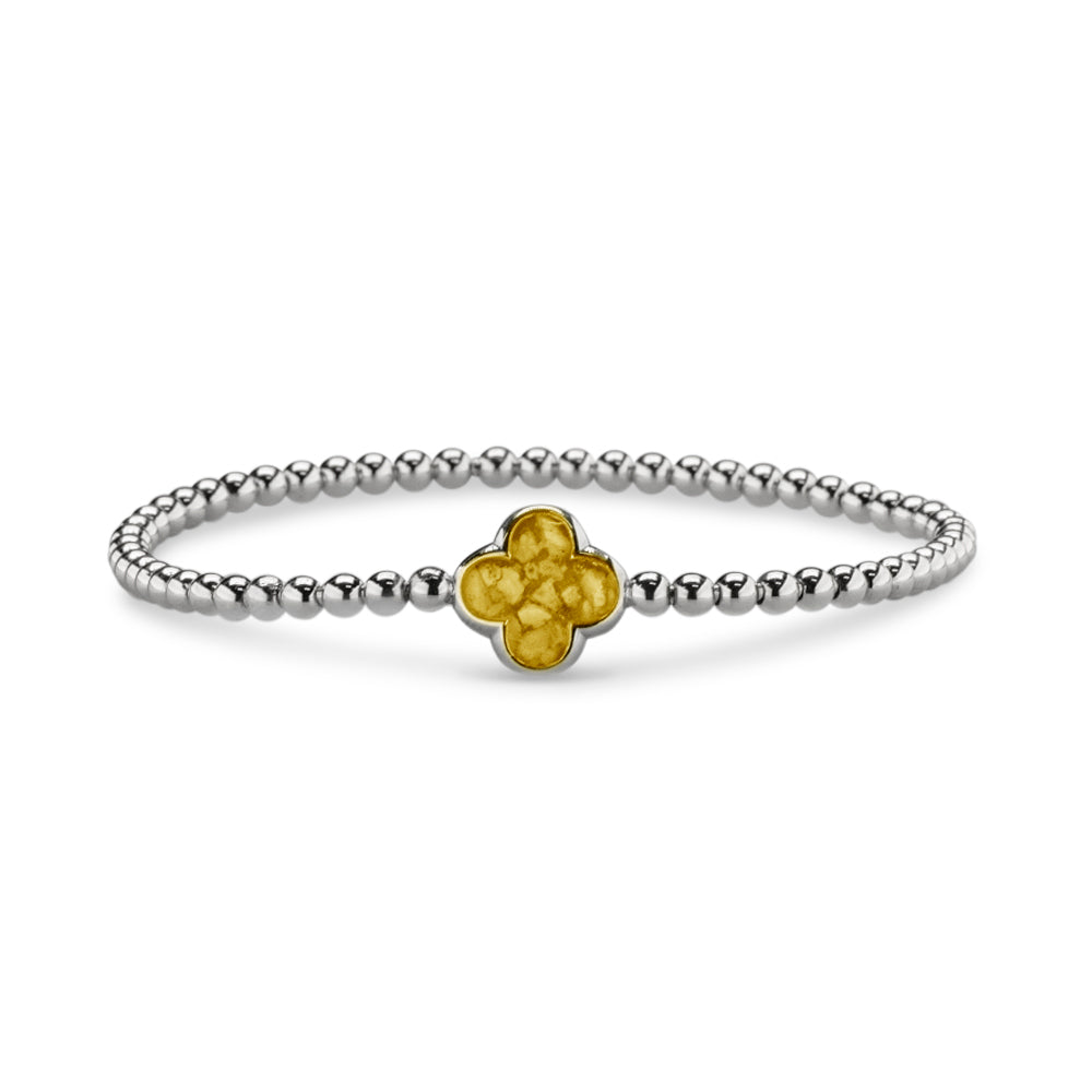 Clover Gem Flexible Bracelet in Yellow - Silver memorial jewellery