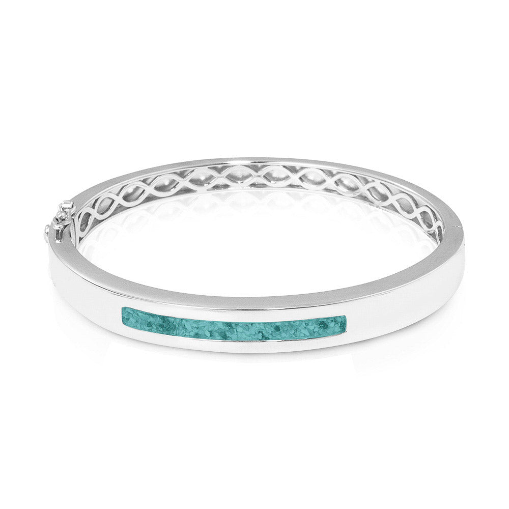 Polished Groove Bracelet in Aqua - Silver memorial jewellery