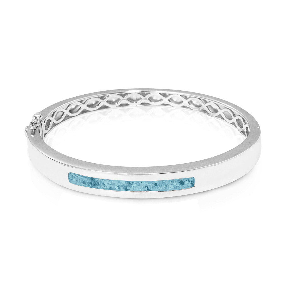 Polished Groove Bracelet in Baby Blue - Silver memorial jewellery