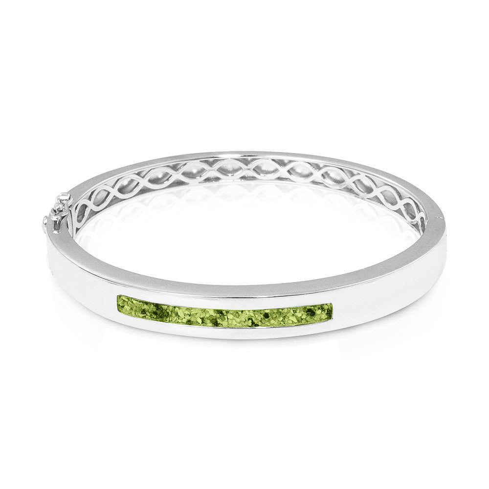 Polished Groove Bracelet in Green - Silver memorial jewellery