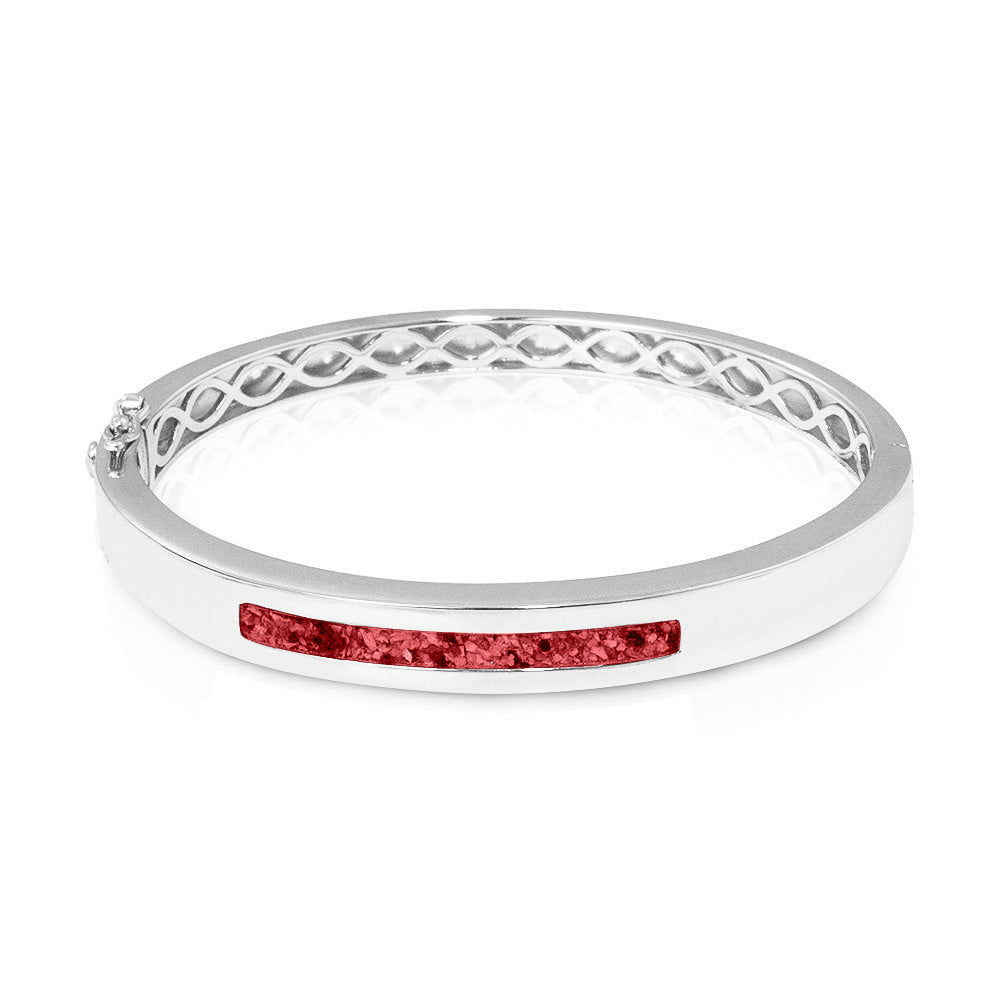Polished Groove Bracelet in Red - Silver memorial jewellery
