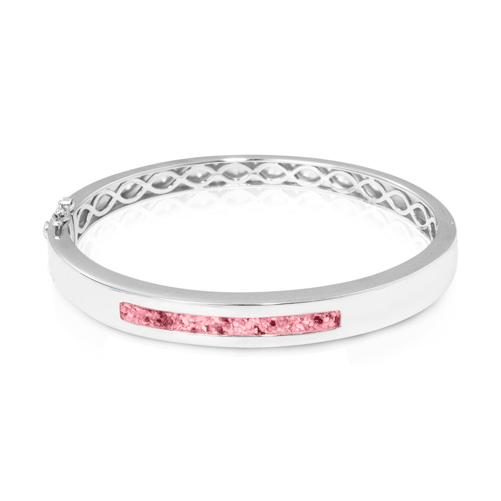 Polished Groove Bracelet in Soft Pink - Silver memorial jewellery