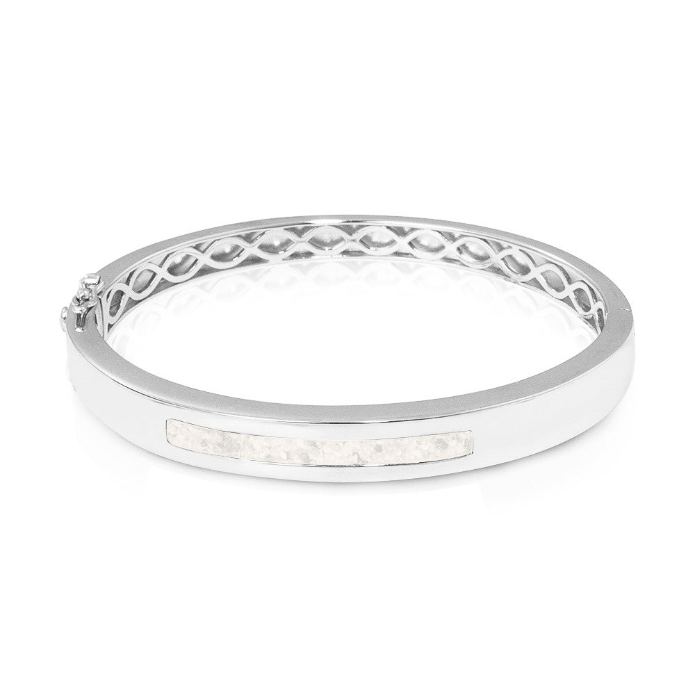 Polished Groove Bracelet in White - Silver memorial jewellery