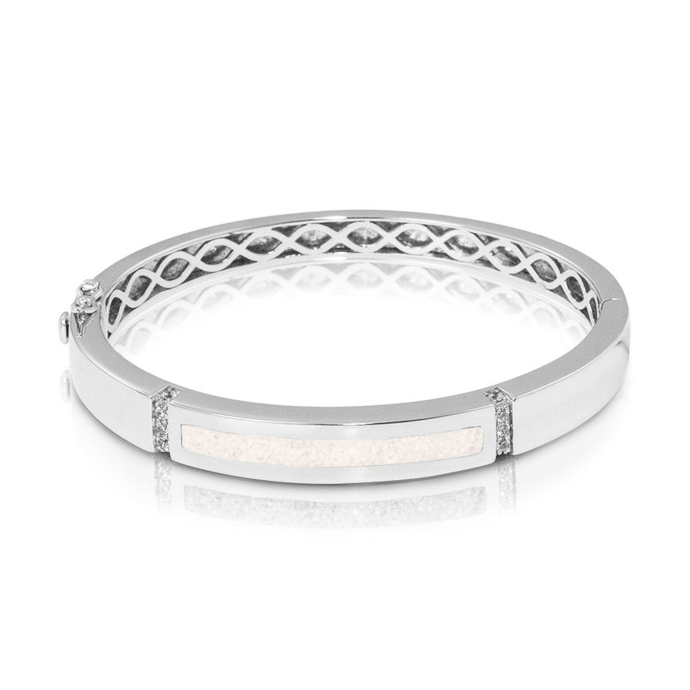 Gem Groove Bracelet in White - Silver memorial jewellery