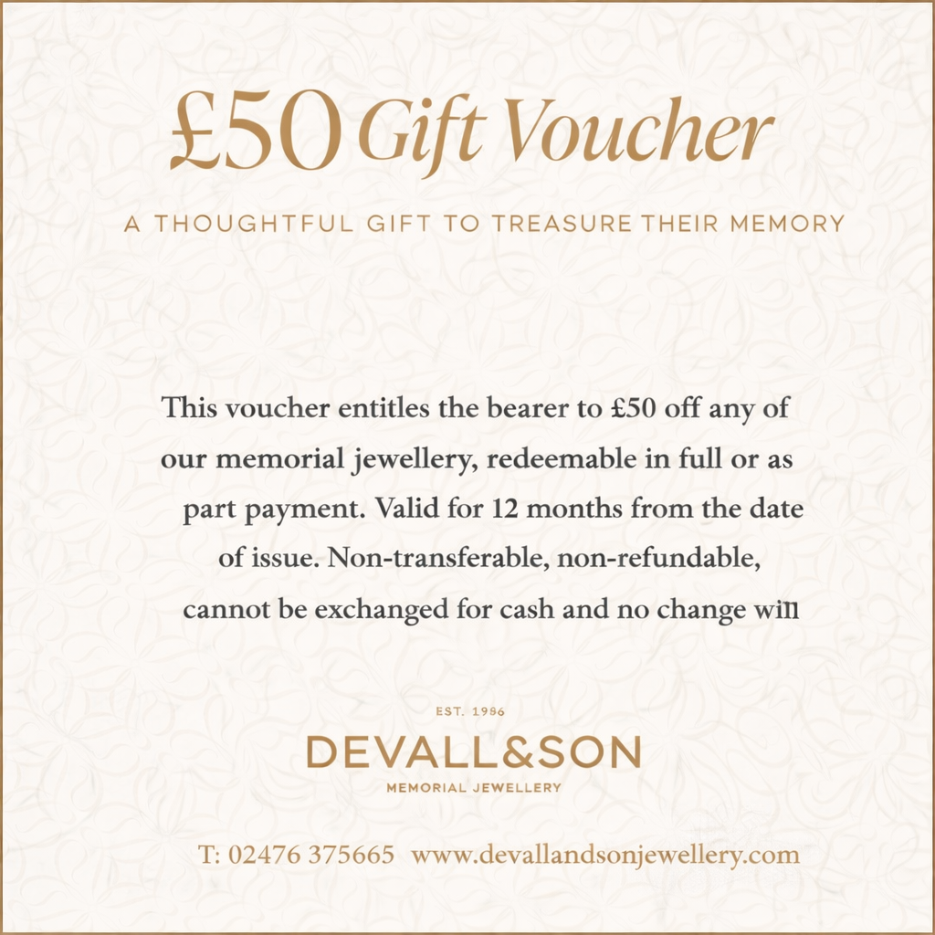 Memorial Jewellery Digital Gift Voucher ashes pendant