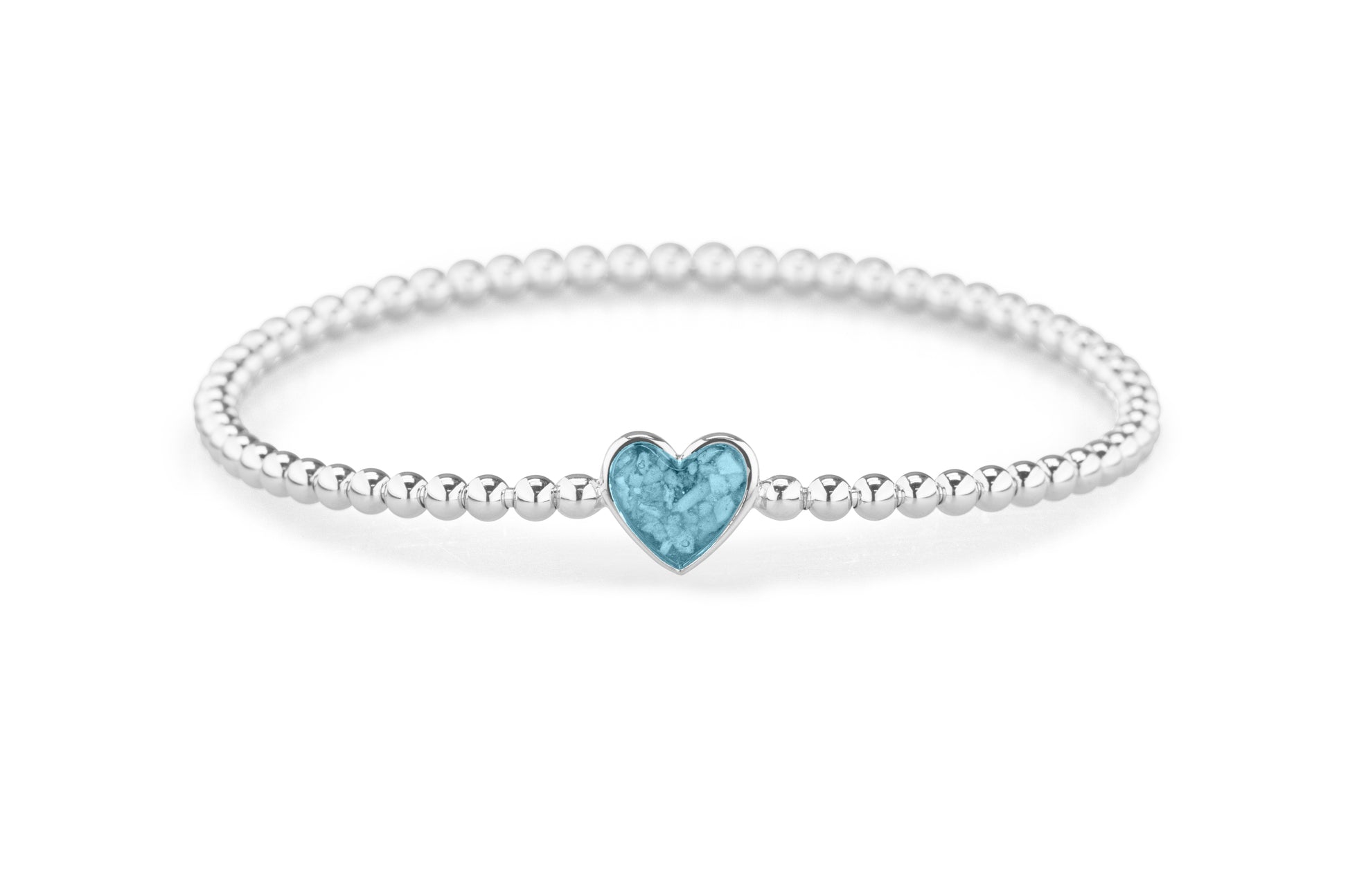 Heart Flexible Bracelet in DSC0889 Baby Blue - Silver memorial jewellery