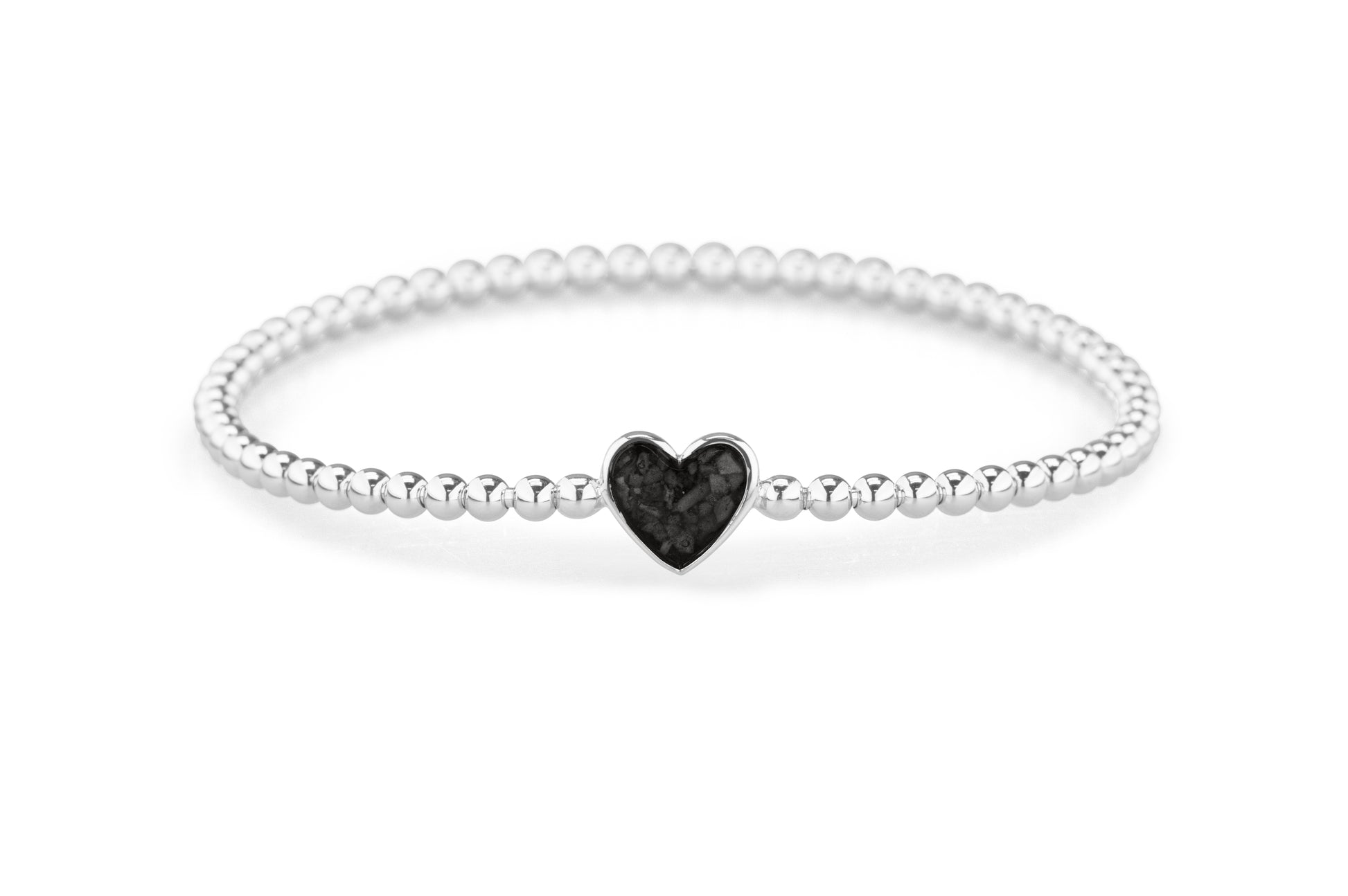 Heart Flexible Bracelet in DSC0889 Black - Silver memorial jewellery