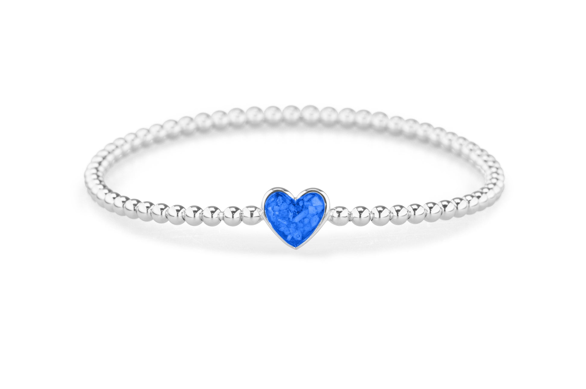 Heart Flexible Bracelet in DSC0889 Blue - Silver memorial jewellery