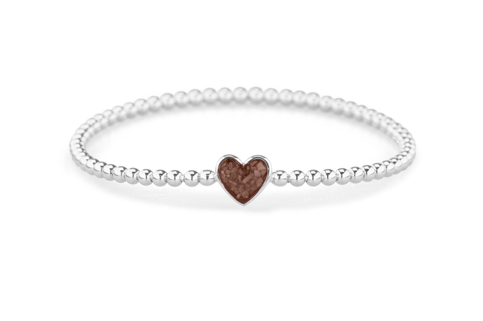 Heart Flexible Bracelet in DSC0889 Brown - Silver memorial jewellery