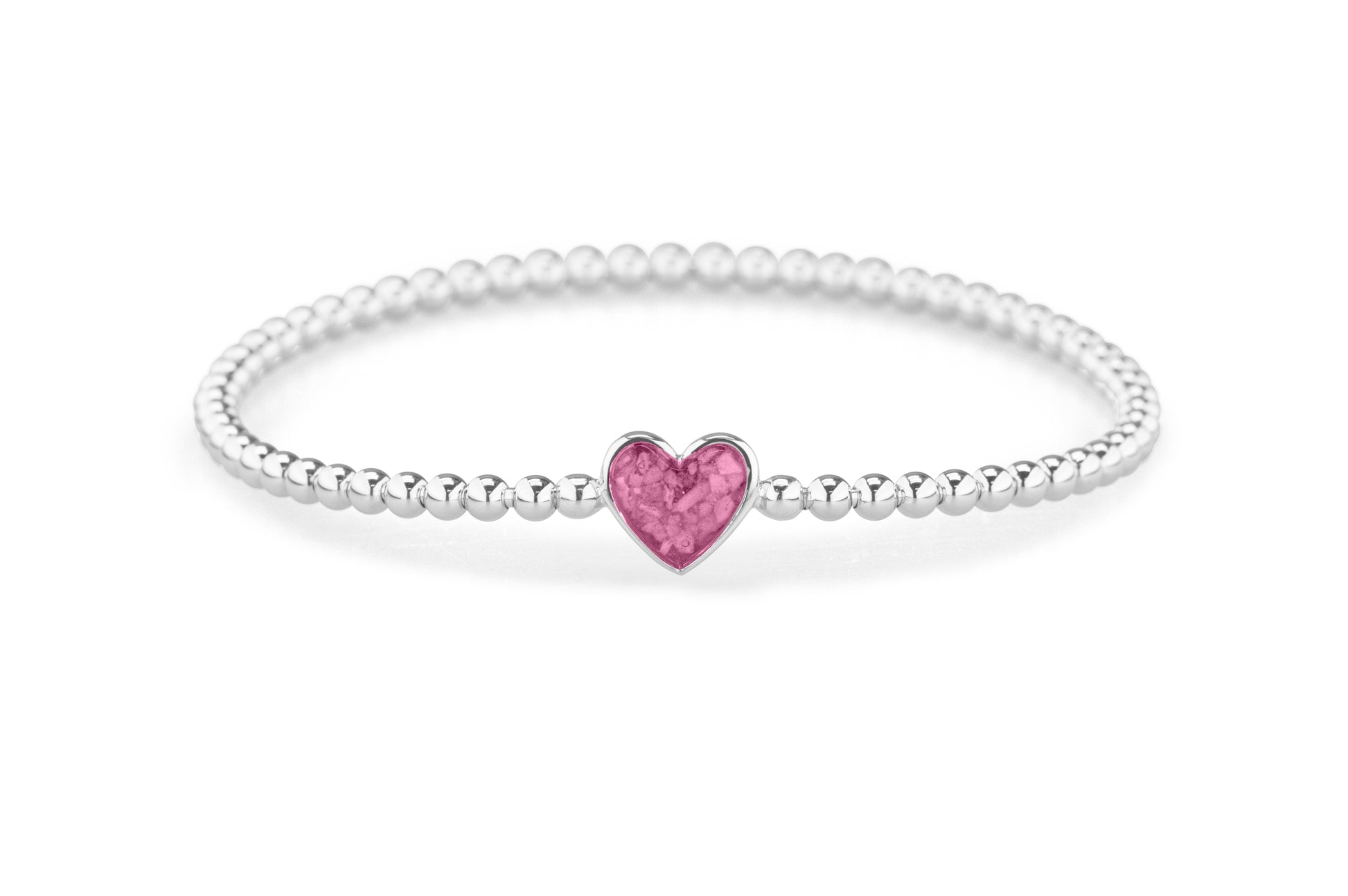 Heart Flexible Bracelet in DSC0889 Fluo Pink - Silver memorial jewellery