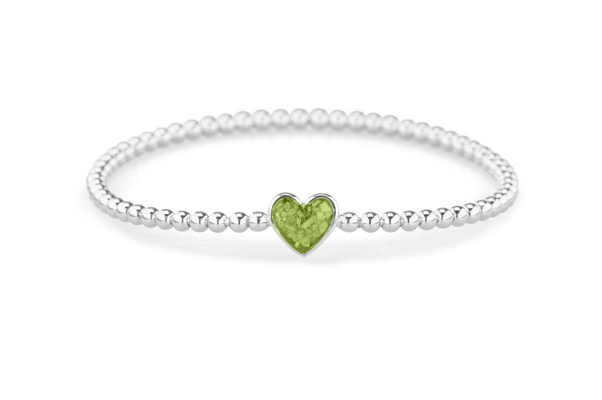 Heart Flexible Bracelet in DSC0889 Green - Silver memorial jewellery