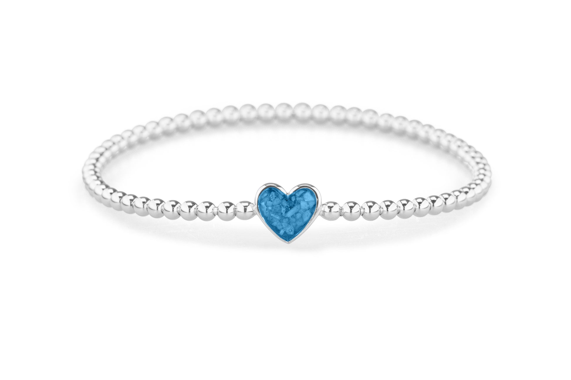 Heart Flexible Bracelet in DSC0889 Marine Blue - Silver memorial jewellery