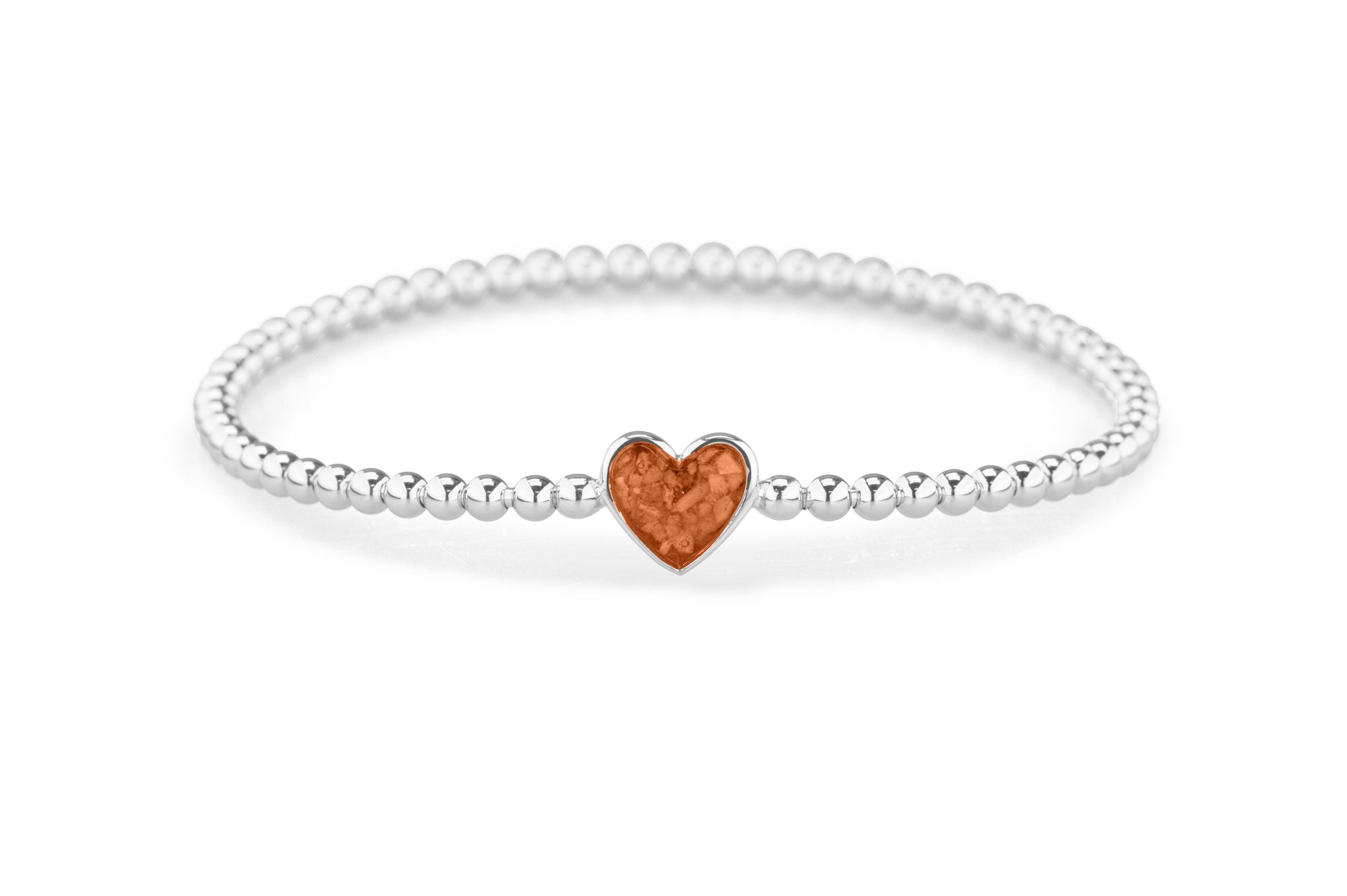 Heart Flexible Bracelet in DSC0889 Orange - Silver memorial jewellery