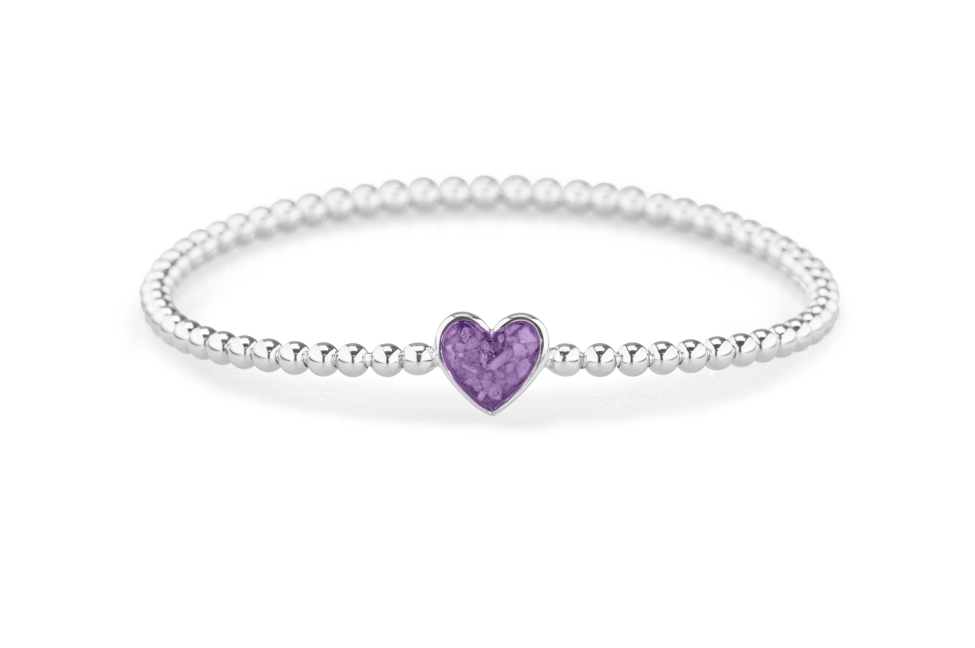 Heart Flexible Bracelet in DSC0889 Purple - Silver memorial jewellery