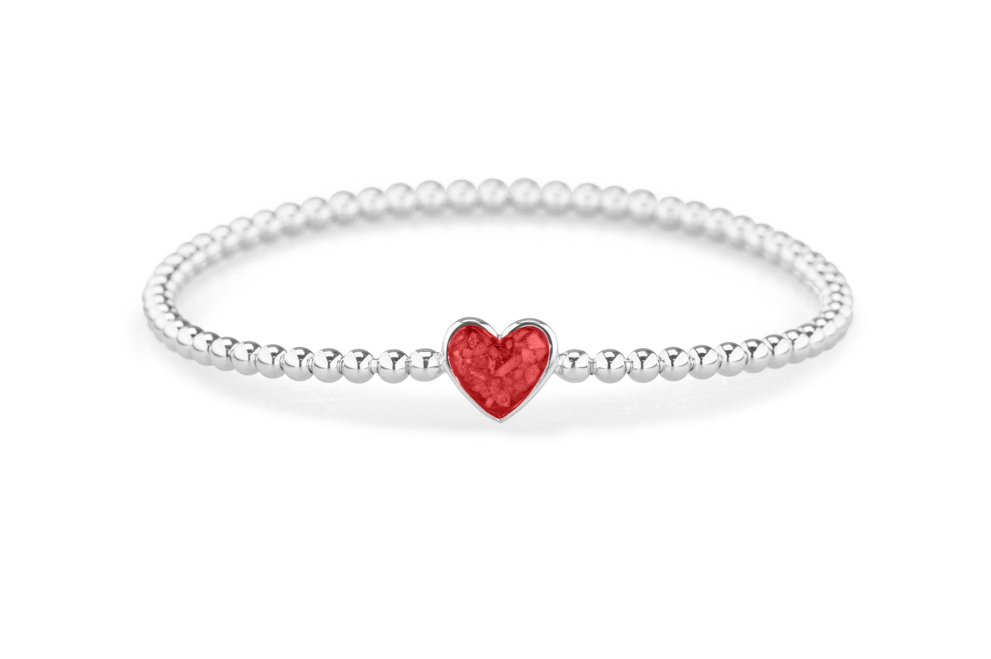 Heart Flexible Bracelet in DSC0889 Red - Silver memorial jewellery