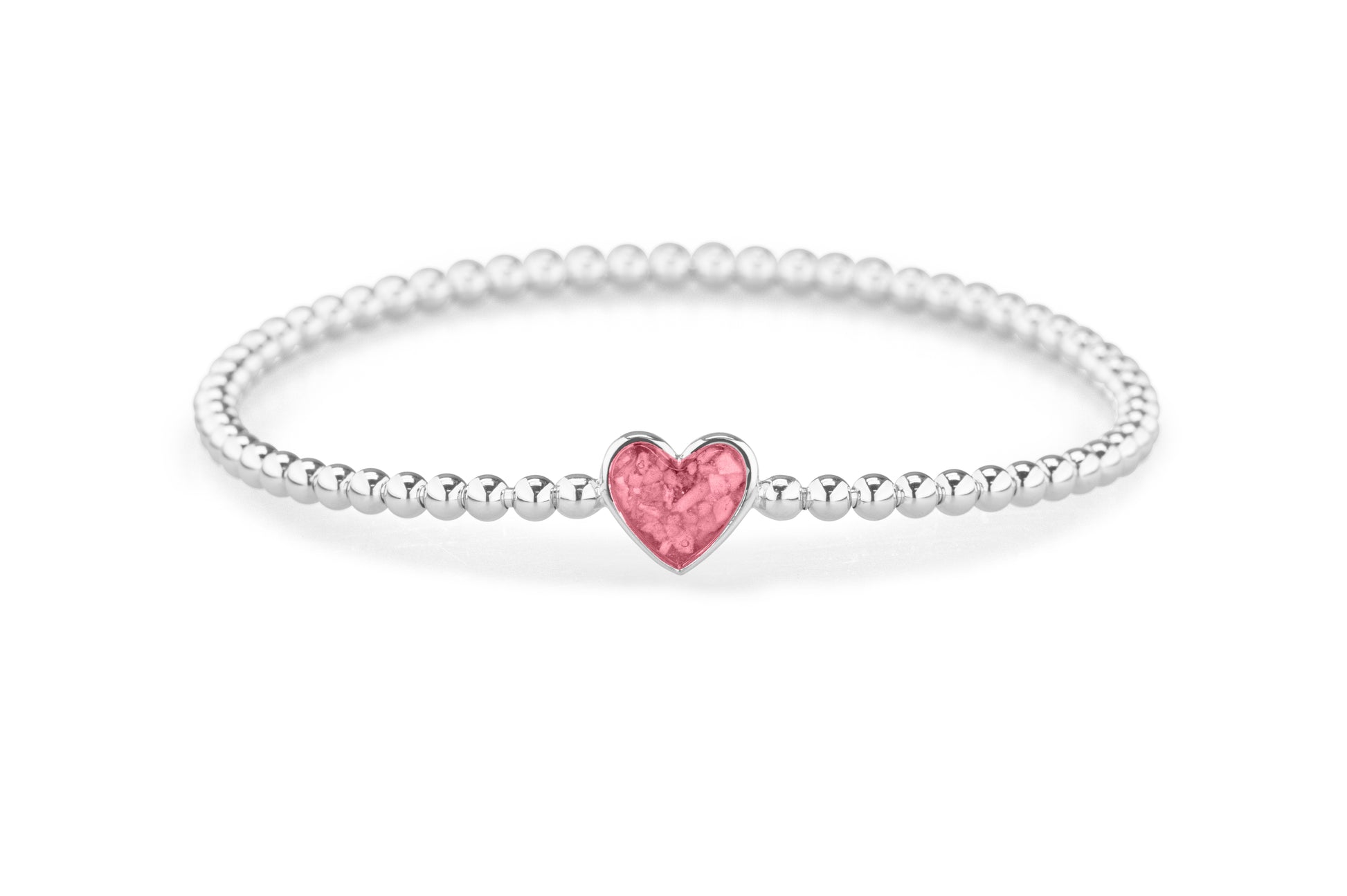 Heart Flexible Bracelet in DSC0889 Soft Pink - Silver memorial jewellery
