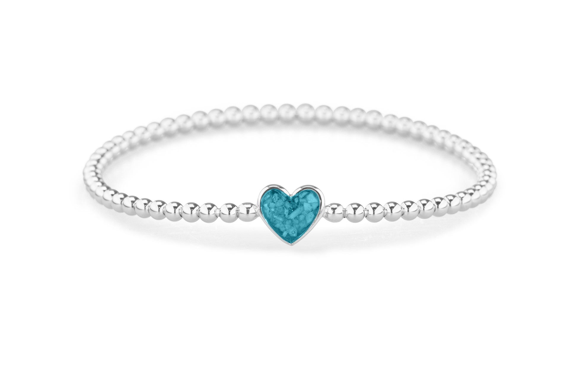 Heart Flexible Bracelet in DSC0889 Turquoise - Silver memorial jewellery