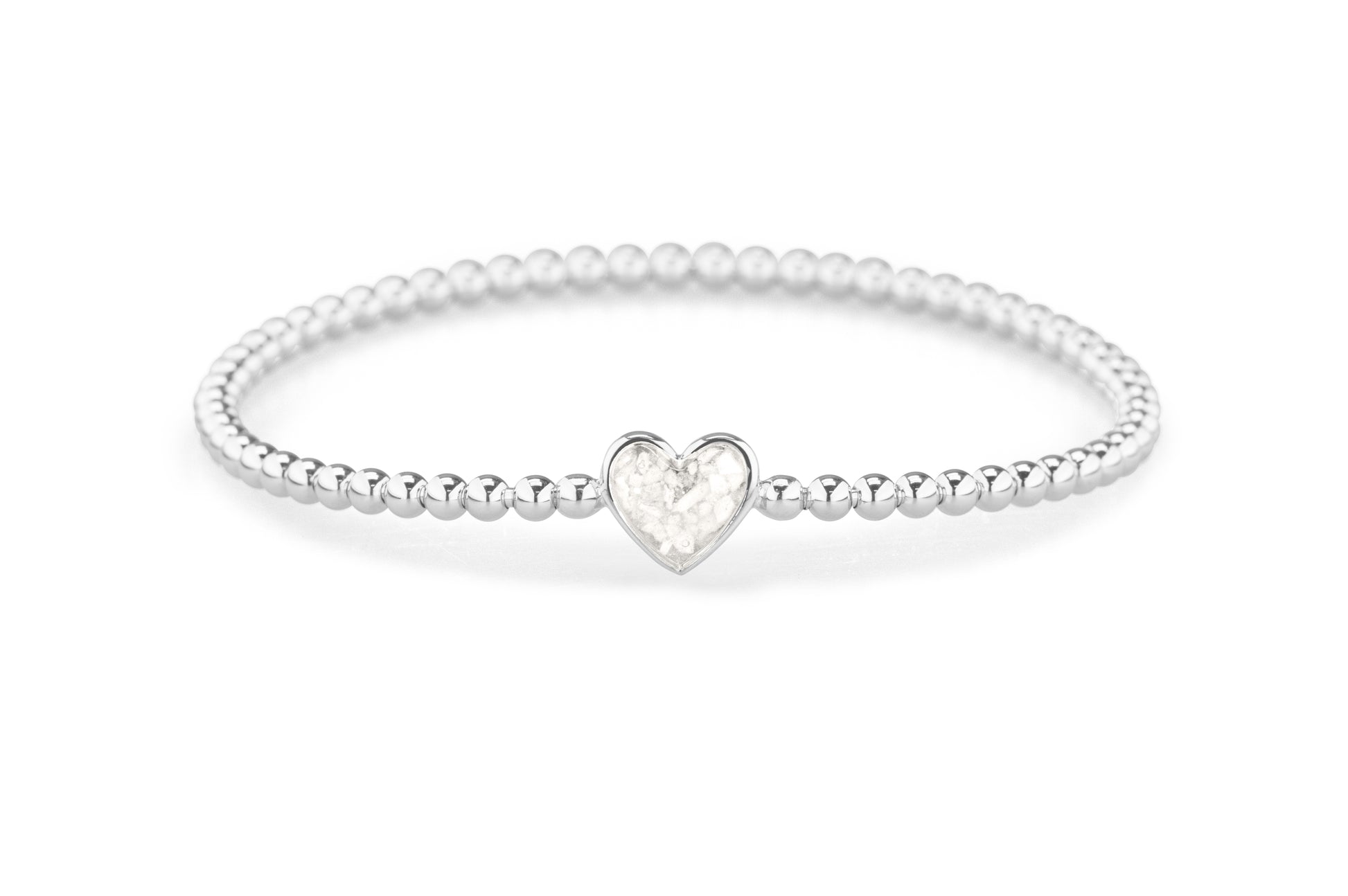 Heart Flexible Bracelet in DSC0889 White - Silver memorial jewellery