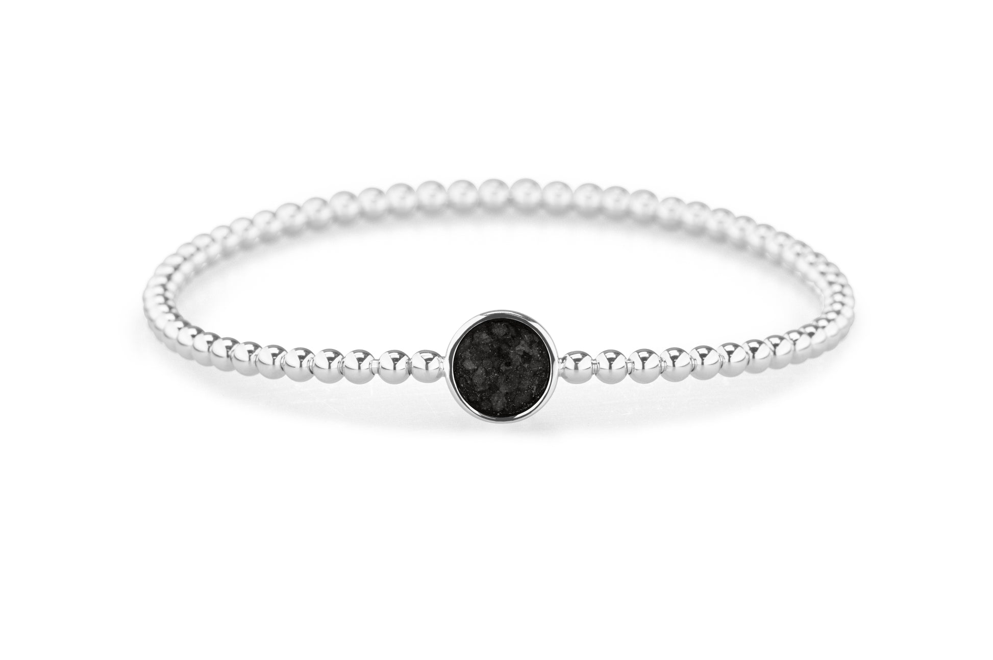 Plain Round Flexible Bracelet in DSC0891 Black - Silver memorial jewellery