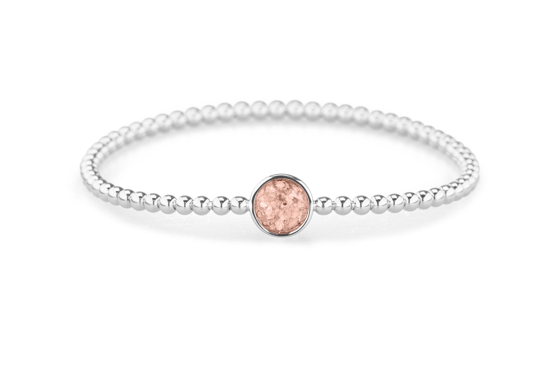 Plain Round Flexible Bracelet in DSC0891 Blush - Silver memorial jewellery