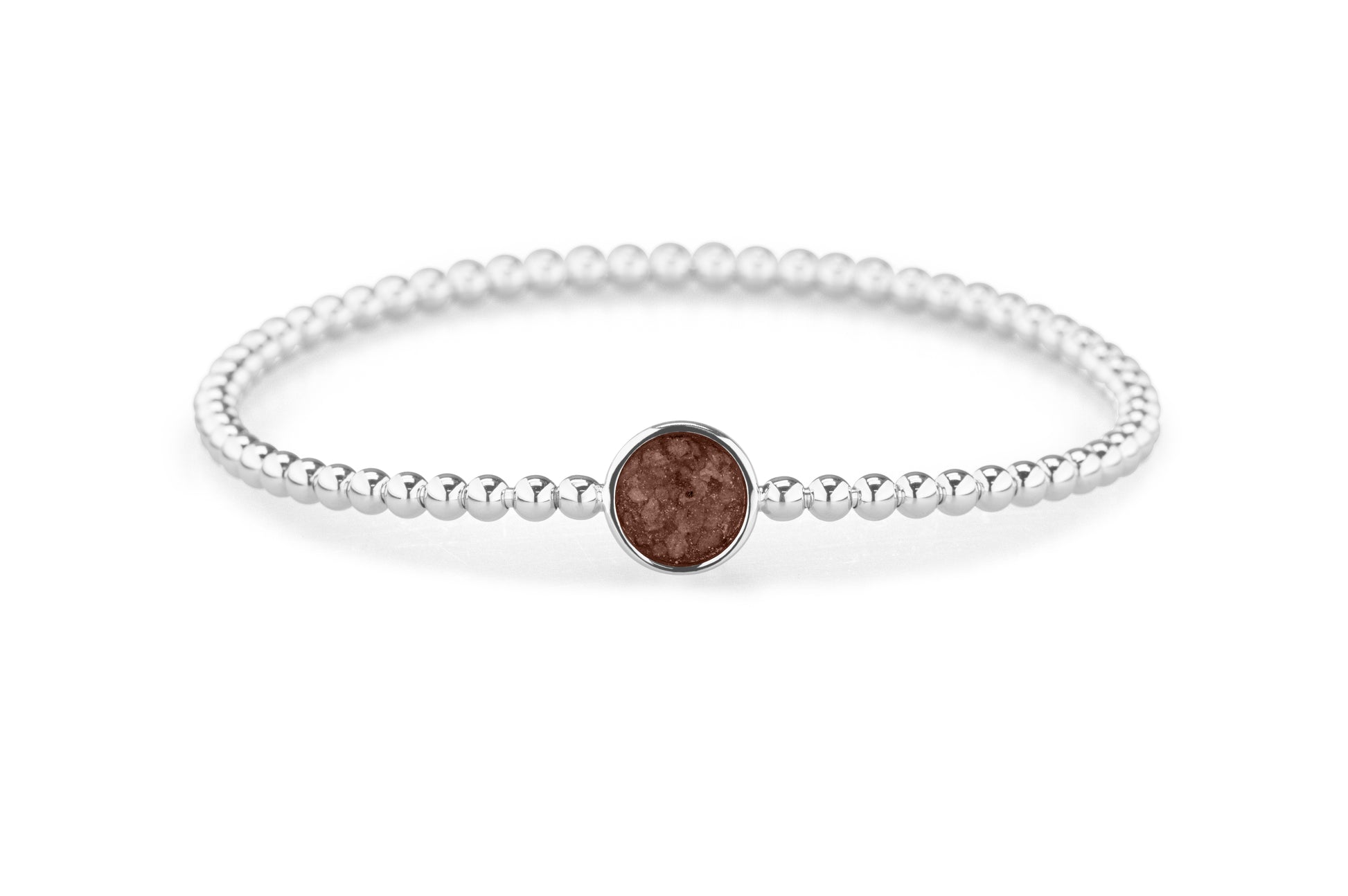 Plain Round Flexible Bracelet in DSC0891 Brown - Silver memorial jewellery