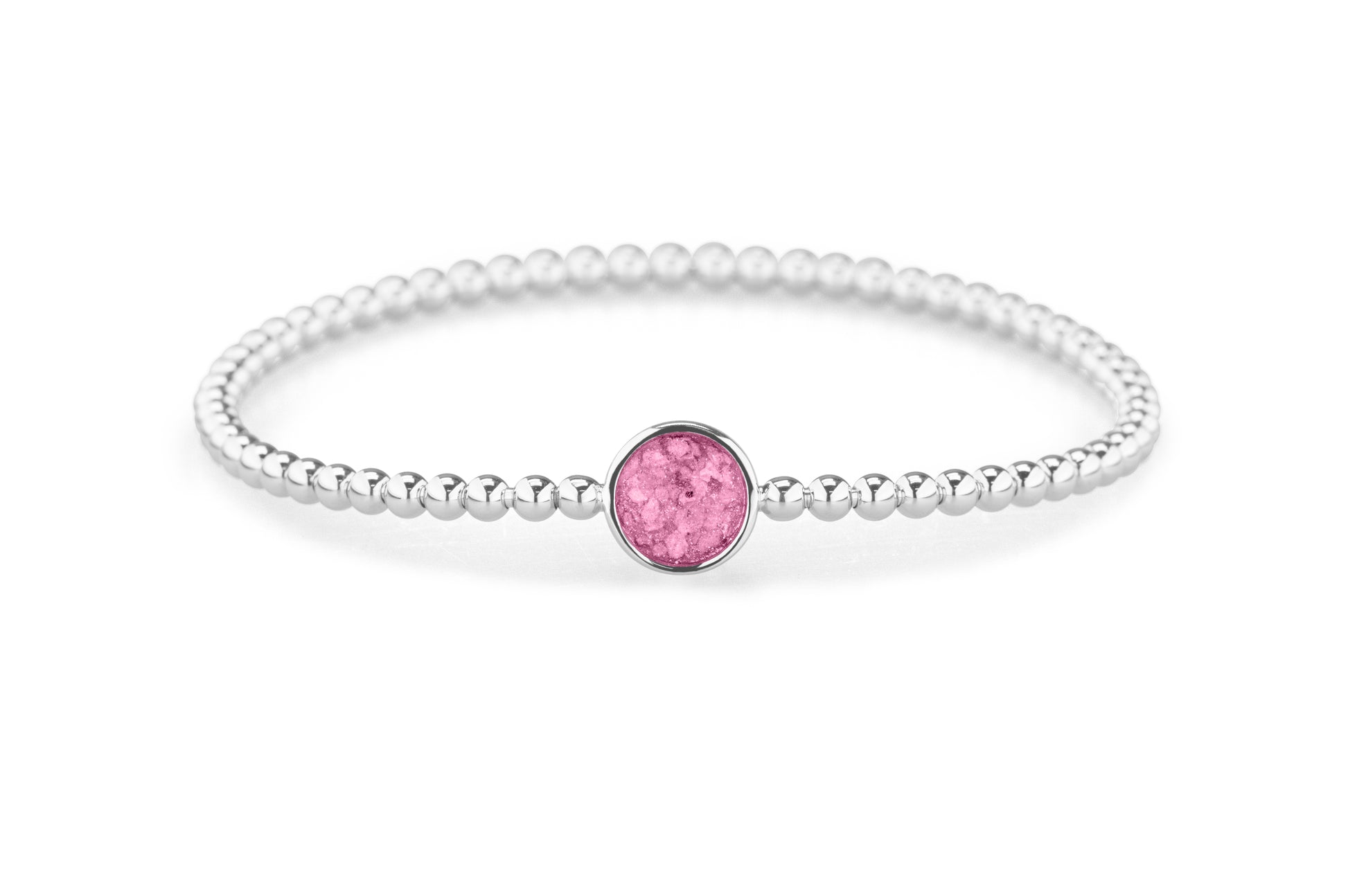 Plain Round Flexible Bracelet in DSC0891 Fluo Pink - Silver memorial jewellery
