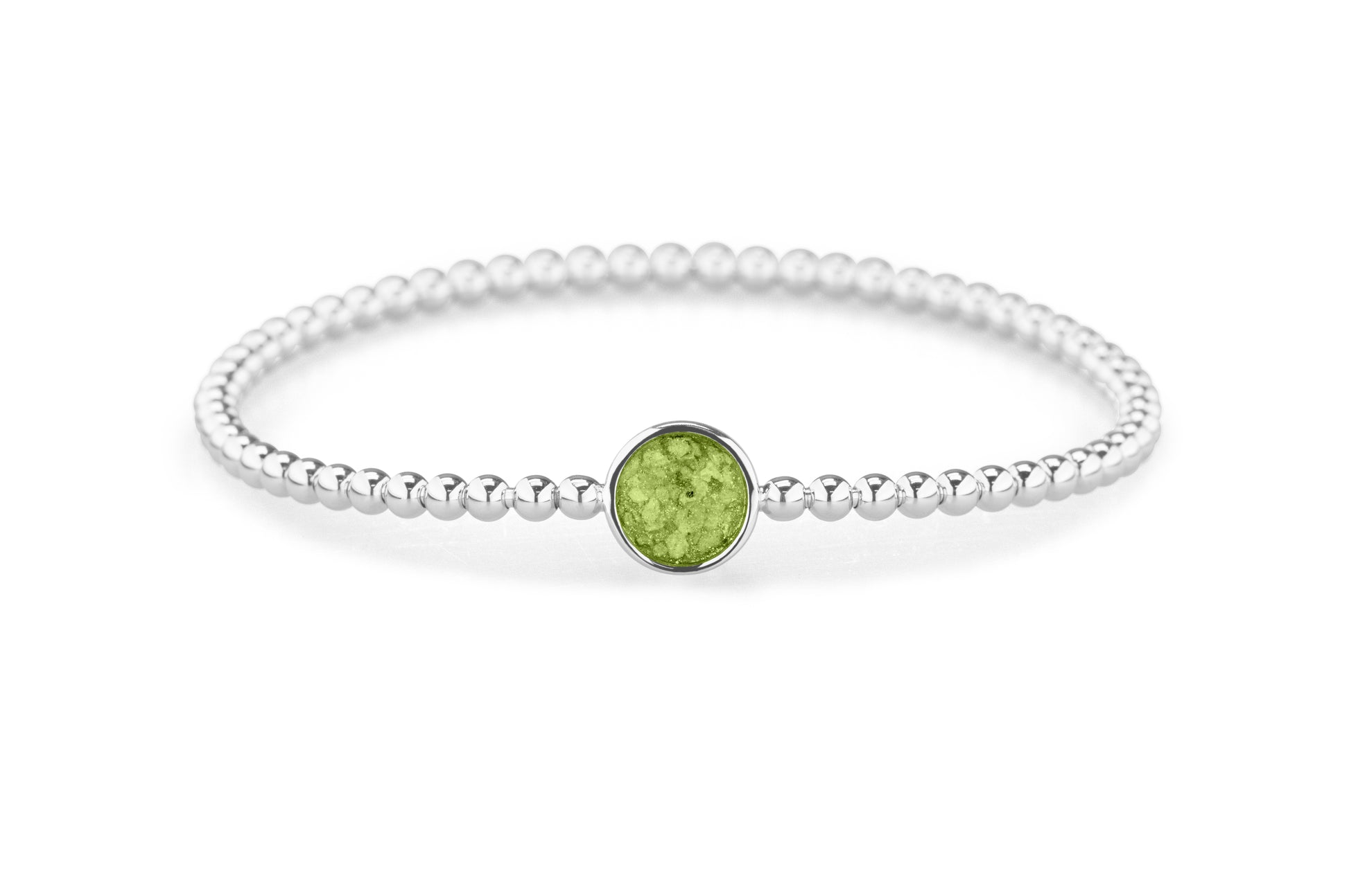 Plain Round Flexible Bracelet in DSC0891 Green - Silver memorial jewellery