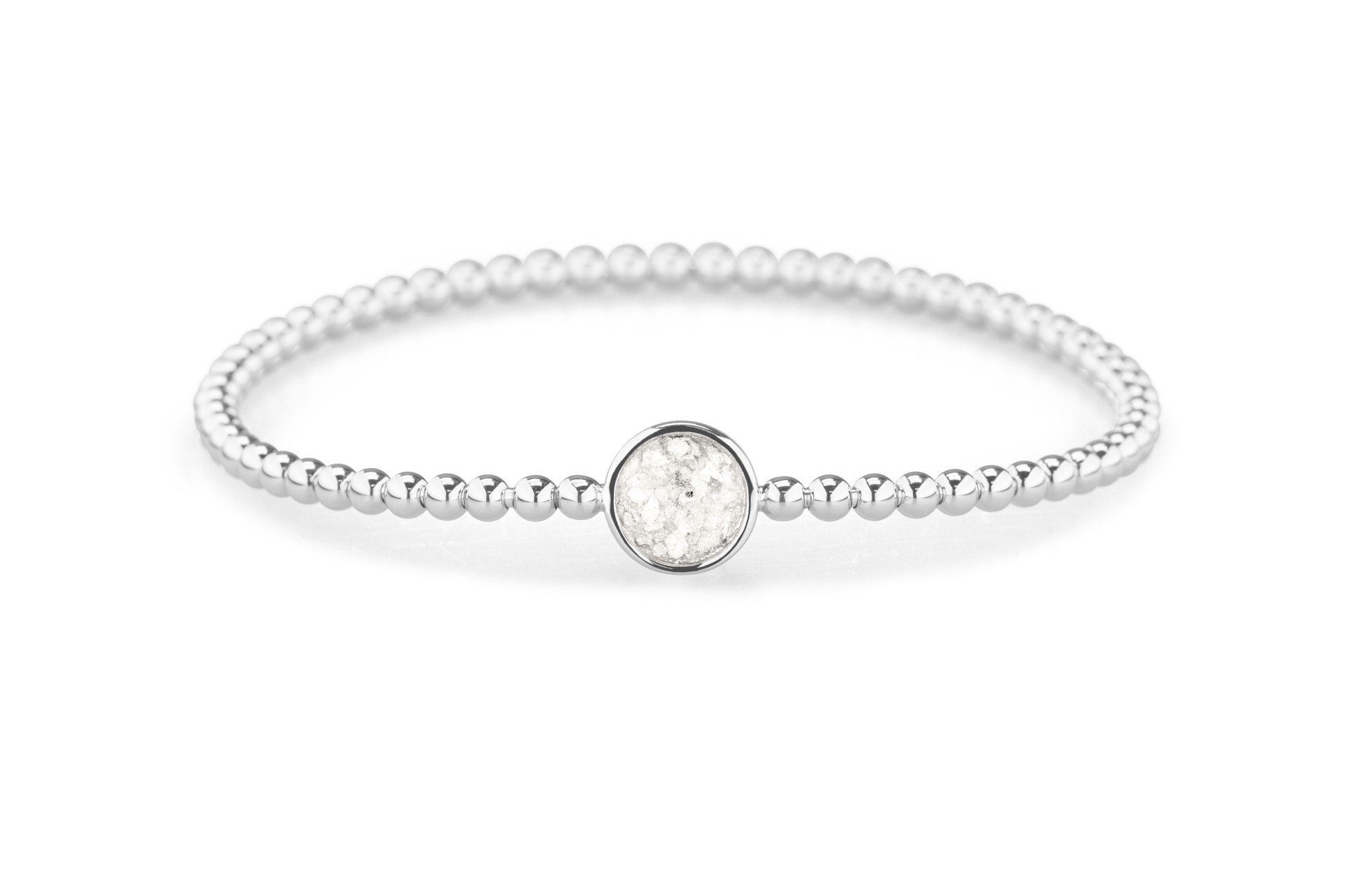 Plain Round Flexible Bracelet in DSC0891 White - Silver memorial jewellery