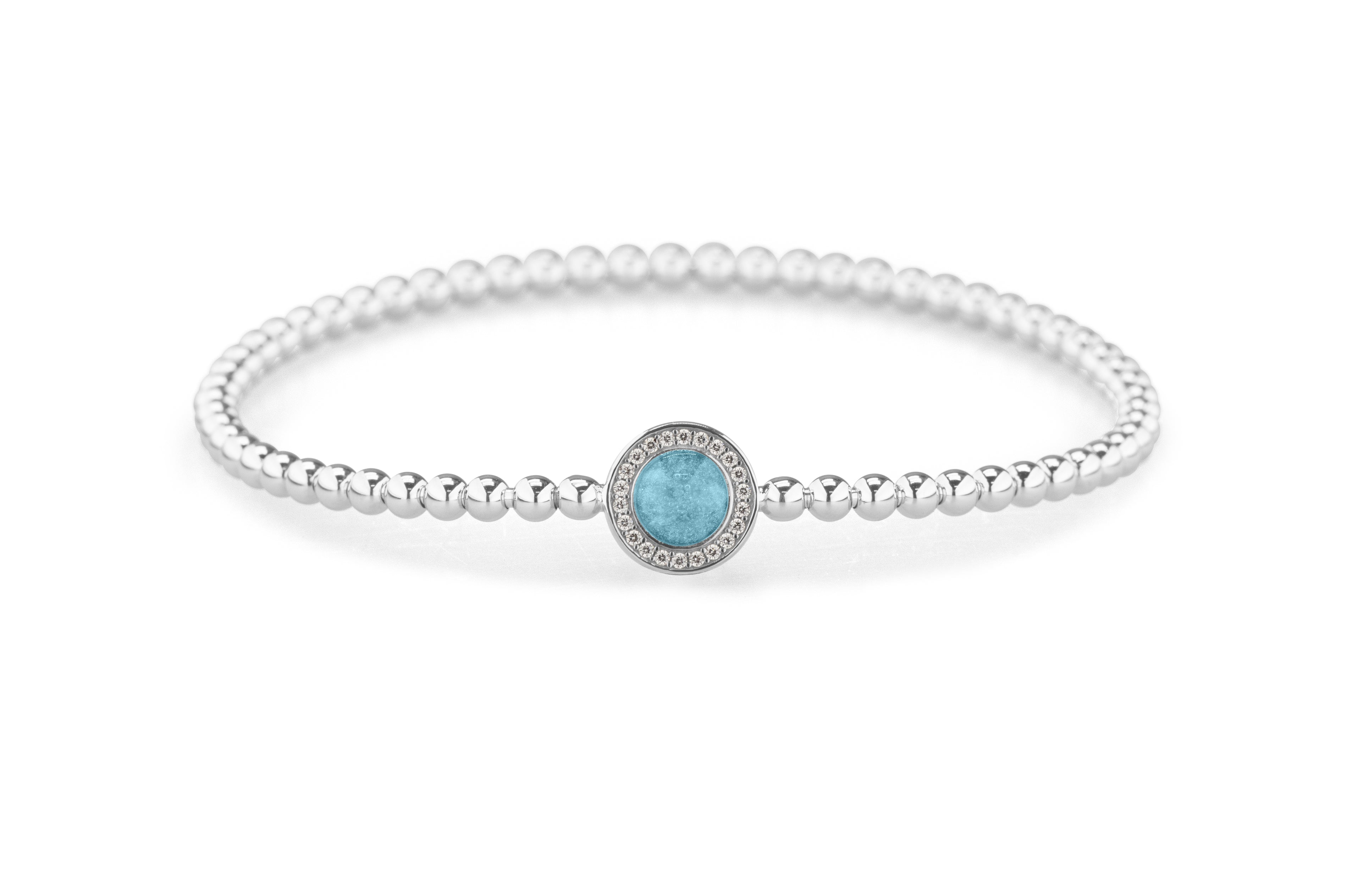 Round Gem Flexible Bracelet in DSC0892 Baby Blue - Silver memorial jewellery