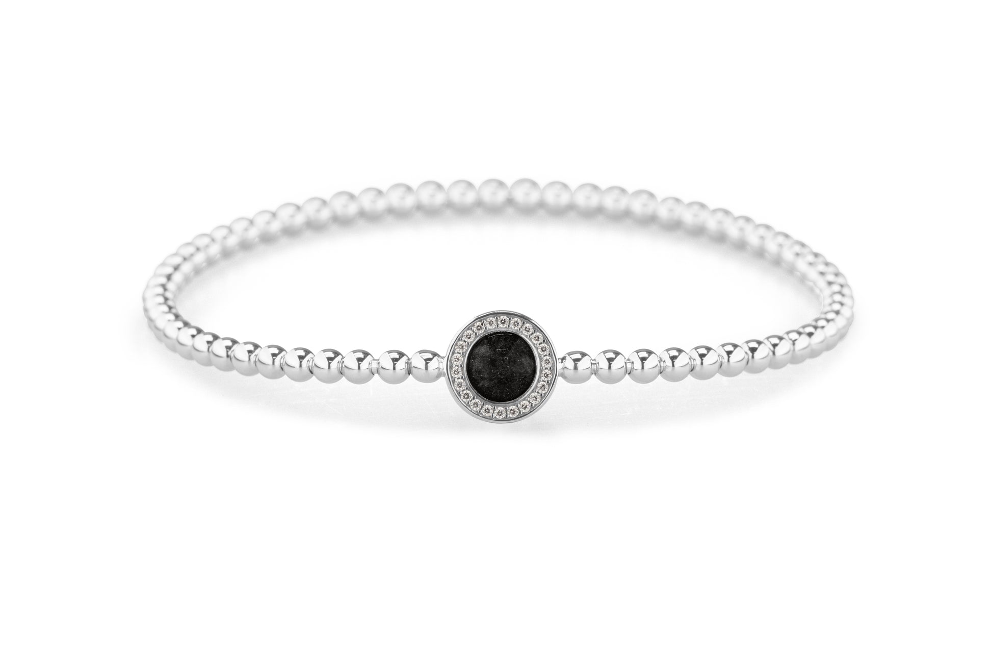 Round Gem Flexible Bracelet in DSC0892 Black - Silver memorial jewellery