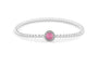 Round Gem Flexible Bracelet in DSC0892 Fluo Pink - Silver memorial jewellery