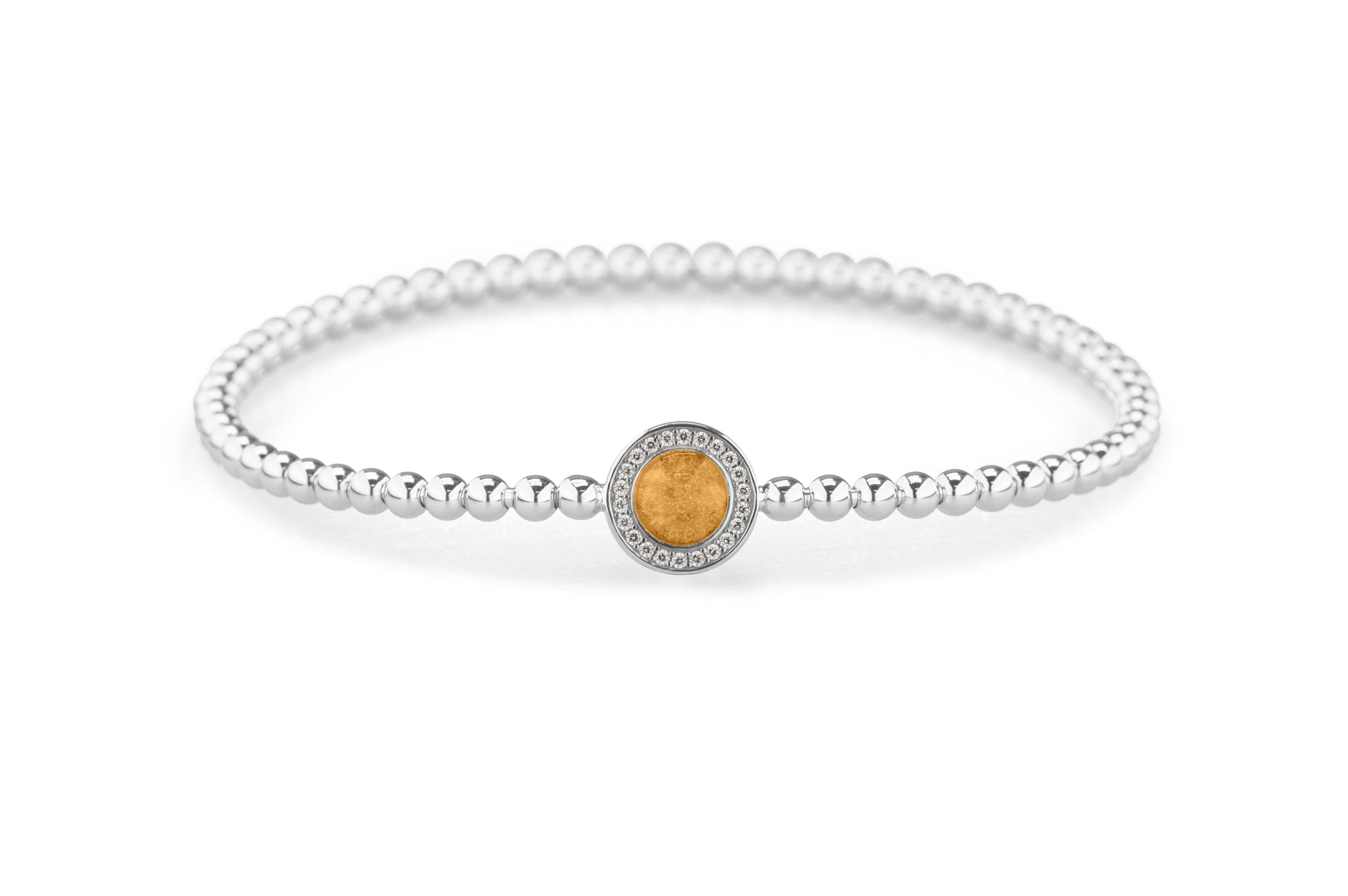 Round Gem Flexible Bracelet in DSC0892 Gold - Silver memorial jewellery