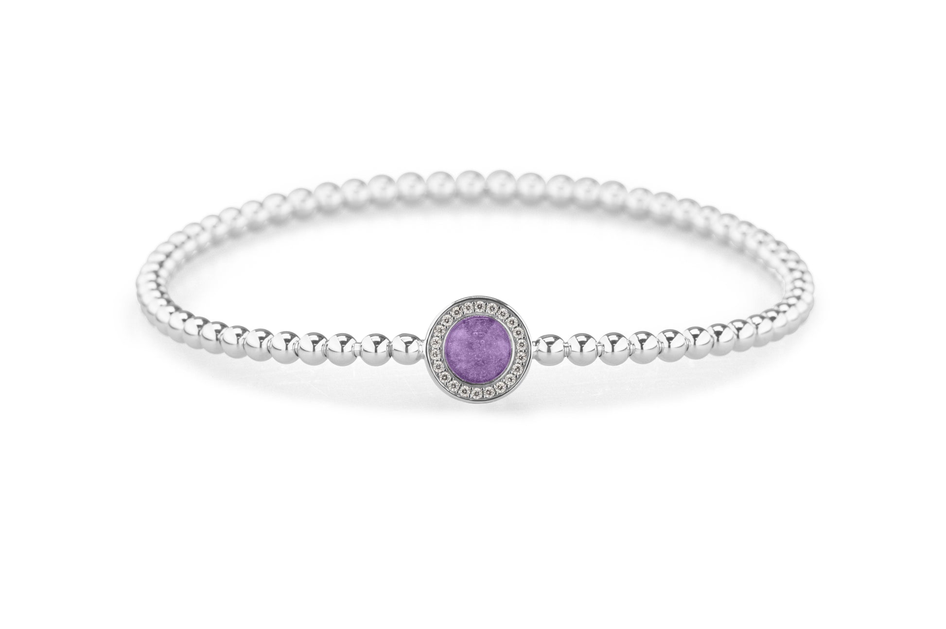 Round Gem Flexible Bracelet in DSC0892 Purple - Silver memorial jewellery