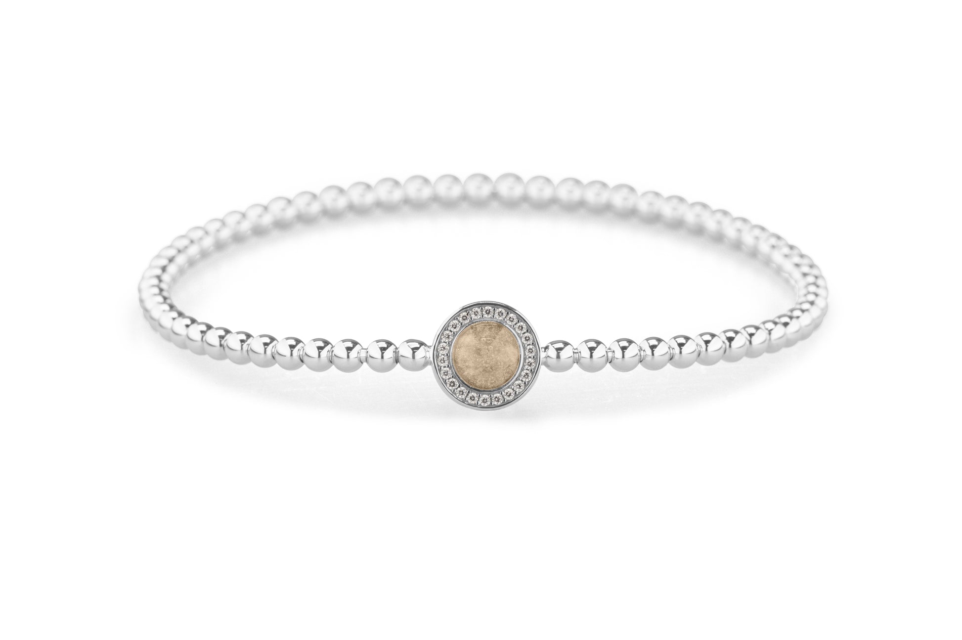 Round Gem Flexible Bracelet in DSC0892 Transparent - Silver memorial jewellery