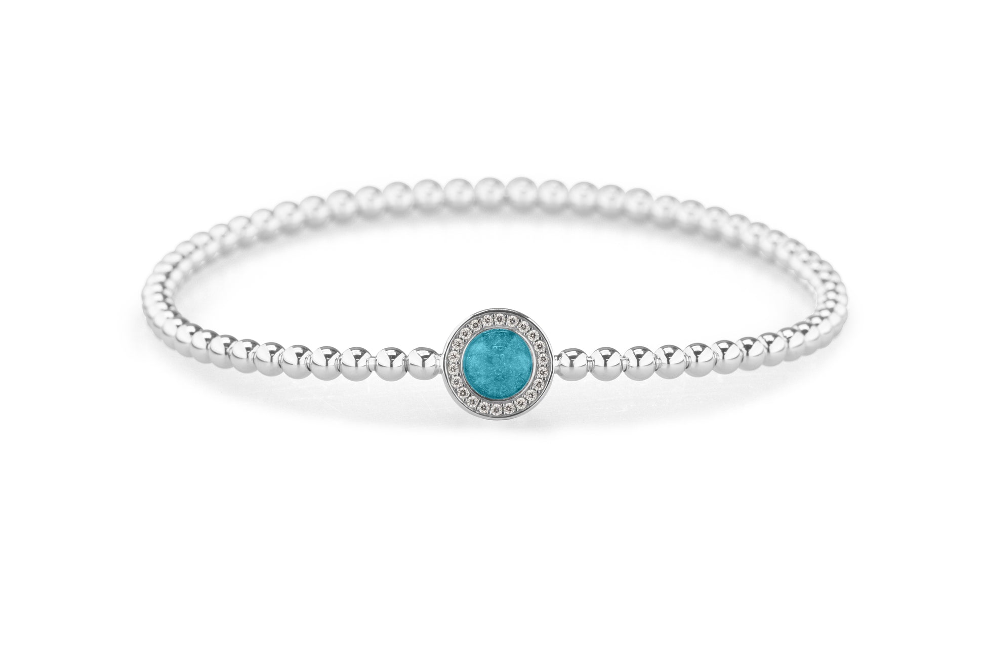Round Gem Flexible Bracelet in DSC0892 Turquoise - Silver memorial jewellery
