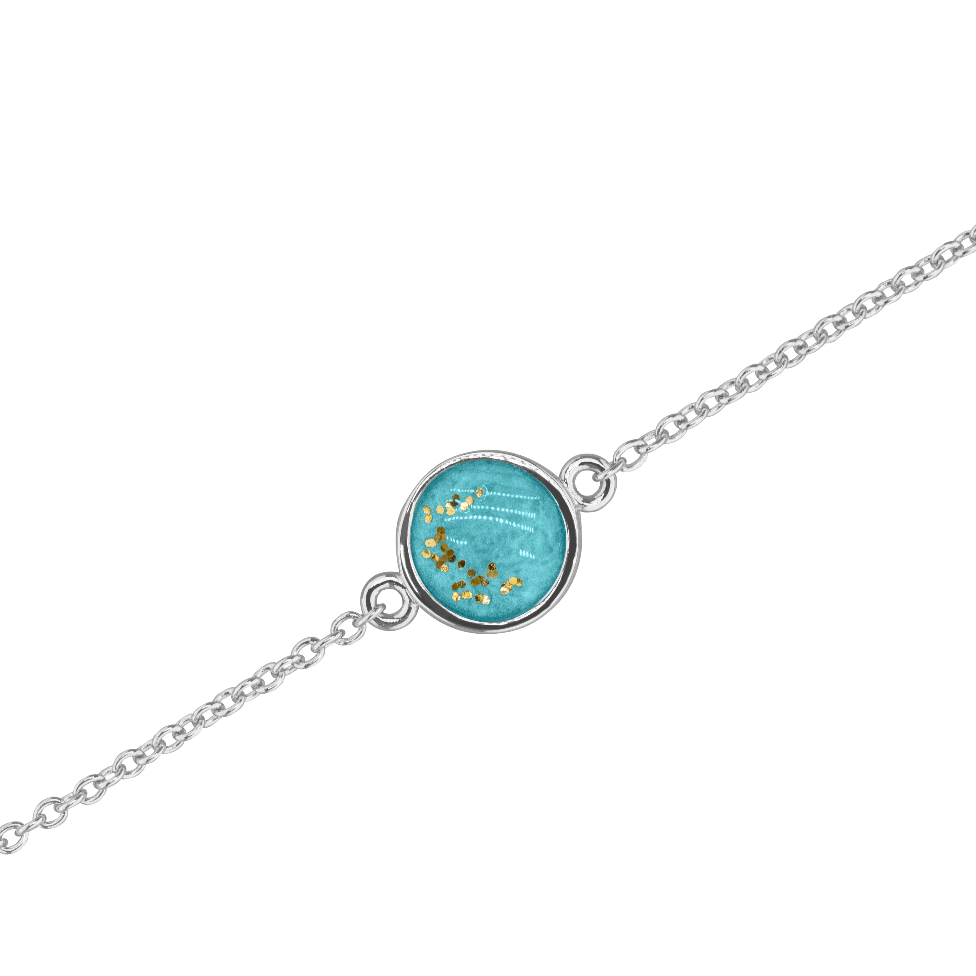 Round Chain Bracelet in DSC0902 Aqua - Silver memorial jewellery