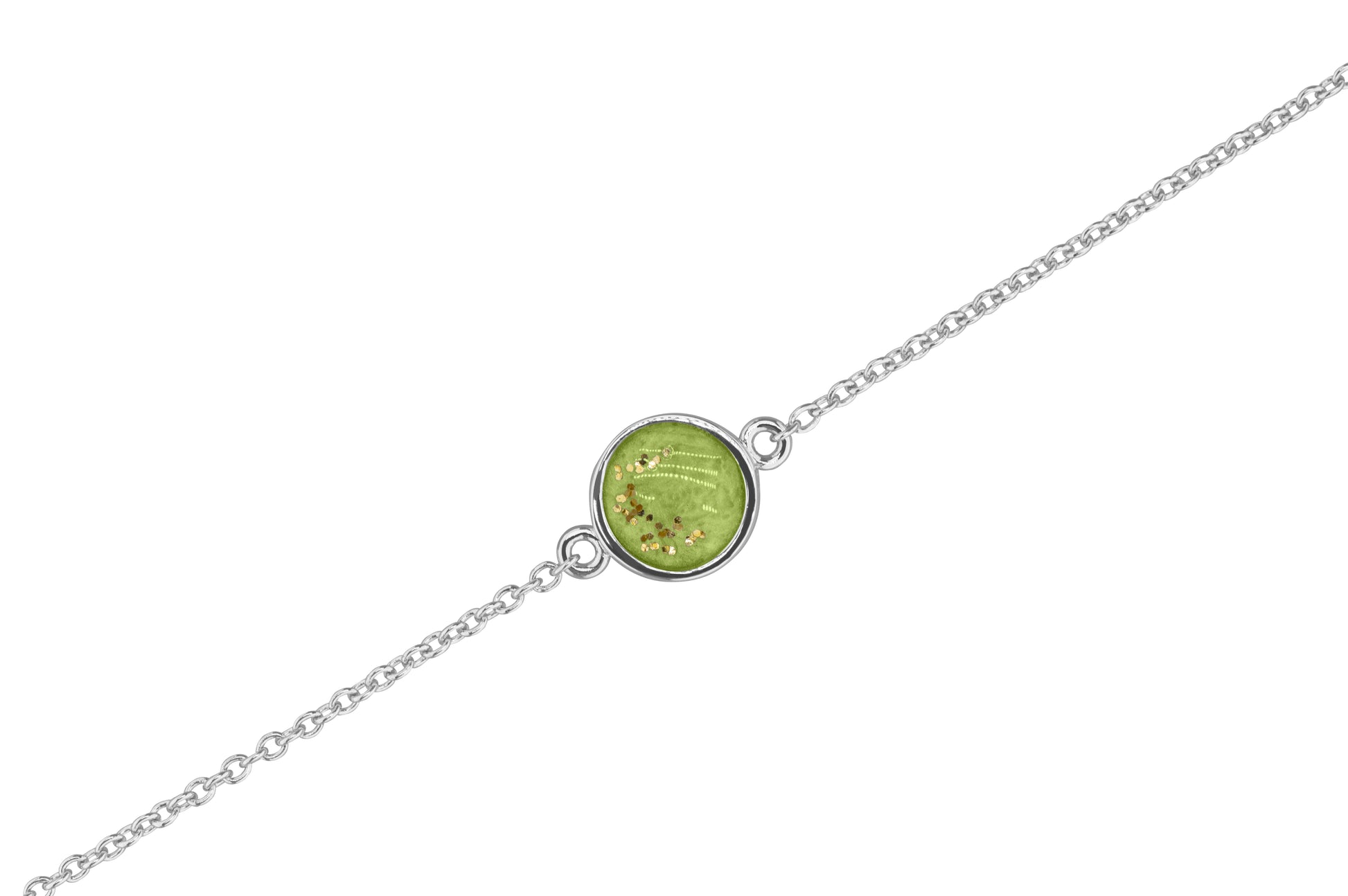 Round Chain Bracelet in DSC0902 Green - Silver memorial jewellery