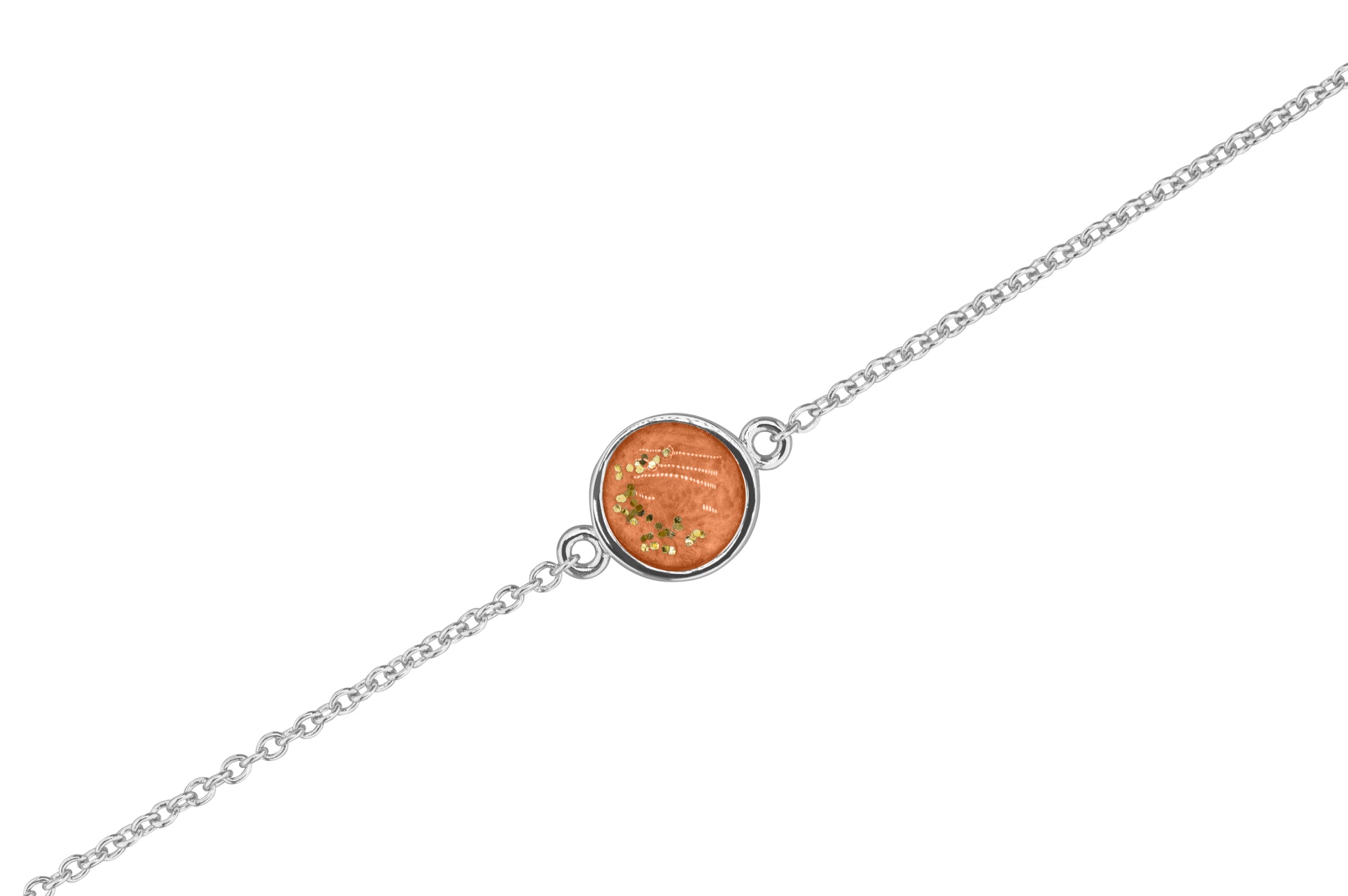 Round Chain Bracelet in DSC0902 Orange - Silver memorial jewellery